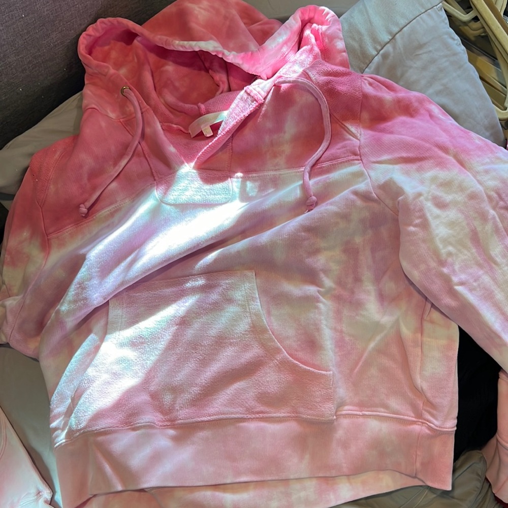 Love shack fancy pink tie dye hoodie size large.